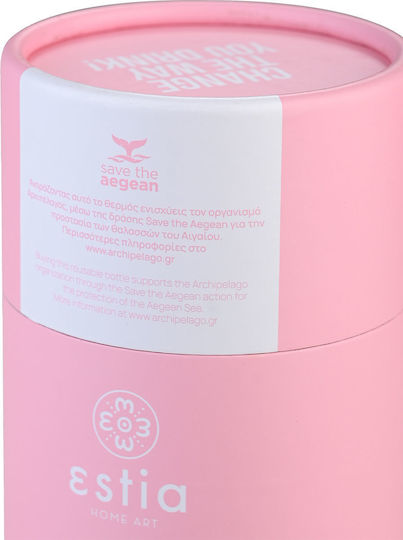 Estia Travel Mug Save The Aegean Ανακυκλώσιμο Ποτήρι Θερμός Ανοξείδωτο BPA Free 350ml Blossom Rose