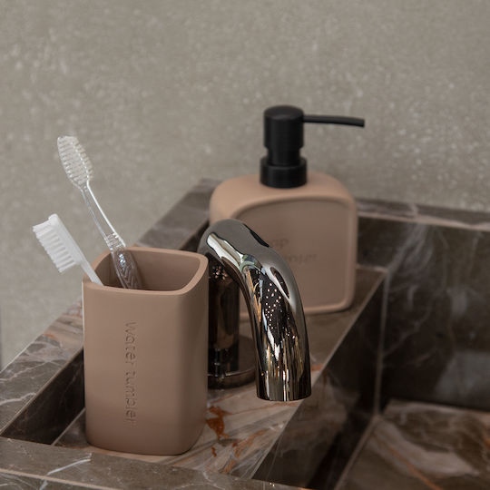Estia Text Resin Cup Holder Countertop Beige