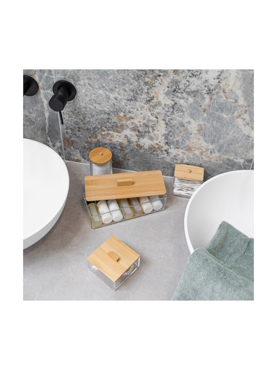 Storage & Organization Box Bamboo Makeup Remover Pads 7x7x12cm Lid