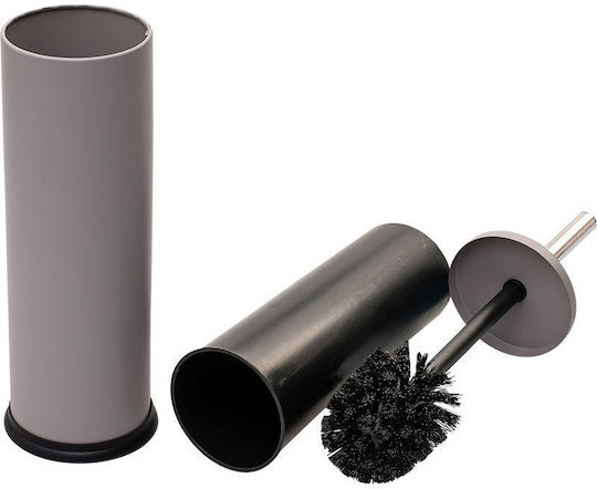 Classic Metallic Toilet Brush With Plastic Container 23cm Matte Taupe