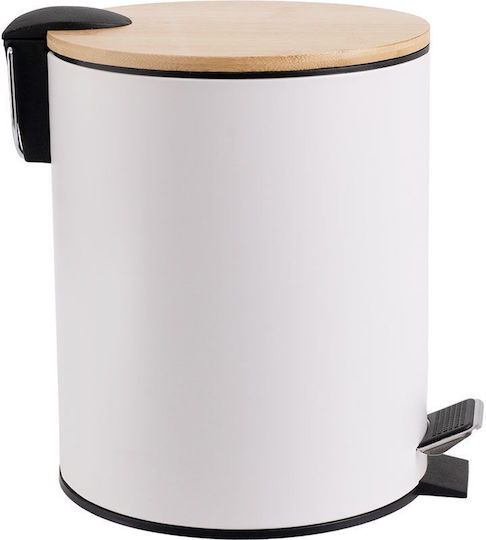 Estia Bamboo Essentials Inox Bathroom Basket Soft Close 5lt White
