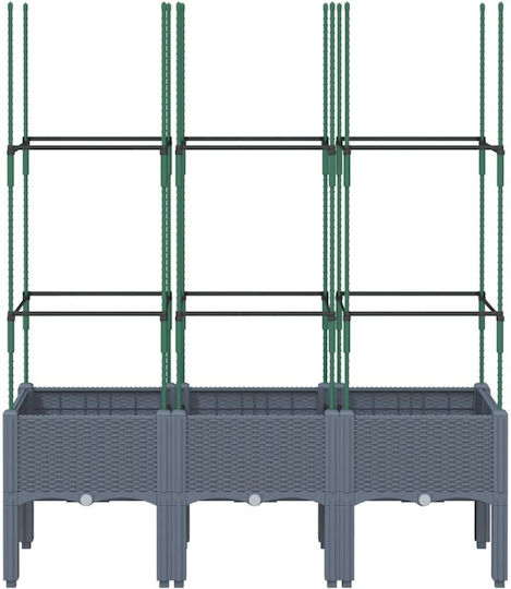 vidaXL Planter Box Plastic Grey 120x40x142.5cm.