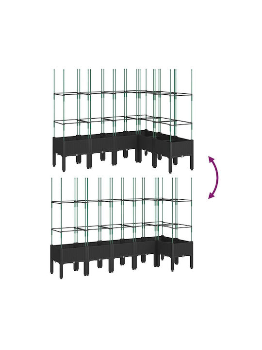 vidaXL Planter Box Plastic Black 160x120x142.5cm.