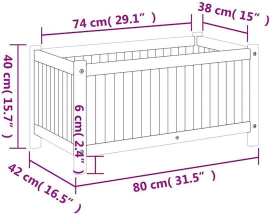 vidaXL Ζαρντινιέρα Ξύλινη Καφέ 80x42x40εκ.