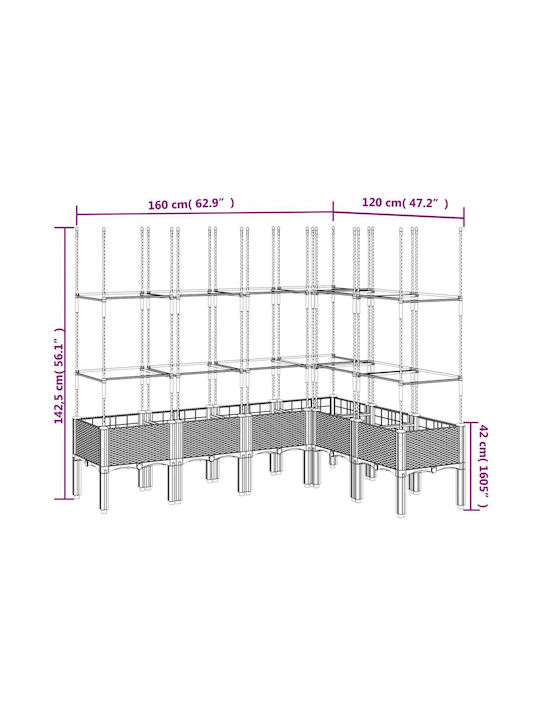vidaXL Ζαρντινιέρα Πλαστική Γκρι 160x120x142.5εκ.