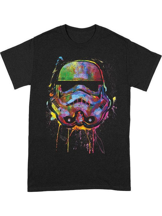 PCMerch Paint Splats Helmet T-shirt Star Wars Μαύρο Βαμβακερό
