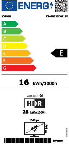 Kydos Смарт Телевизор 24" HD Ready LED K24AH22SD0112V HDR 2023