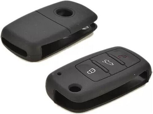Car Key Cover Case made of with 3 Buttons for VW / Seat / Skoda in Black Color
