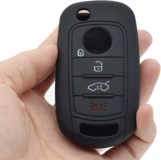 Car Key Cover Case made of with 4 Buttons for Fiat in Black Color