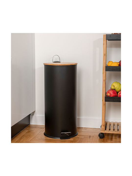 Estia Soft Close Waste Bin Waste Metallic with Pedal Black 30lt 1pcs