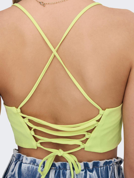 Only Women's Summer Crop Top with Straps Celery Green