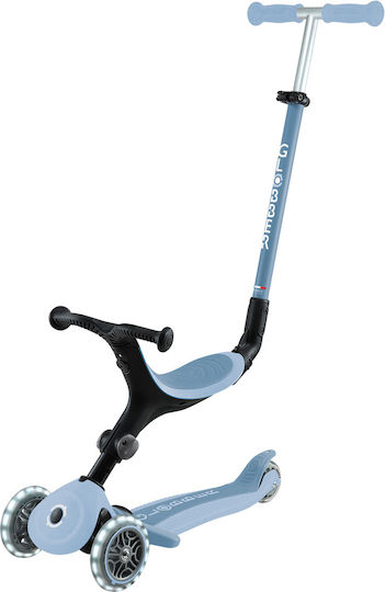 Globber Scuter Copii Pliabil Go Up Active Lights Ecologic 3 Roți Cu Scaun Pentru 15 Luni Albastru