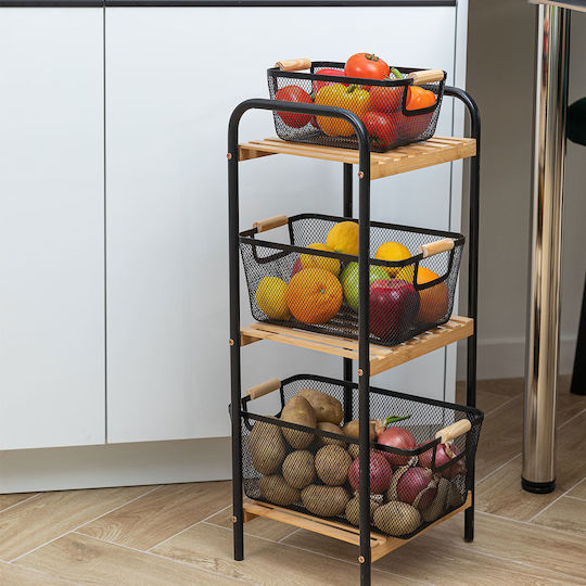 Estia Essential Boden Badezimmerregal Metallisch mit 3 Regalböden 30x26x75cm Braun