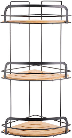 Estia Essentials Corner Wall Mounted Bathroom Shelf Bamboo with 3 Shelves 19.5x19.5x49cm Black