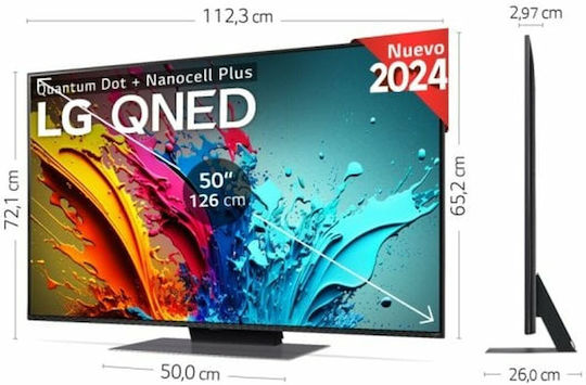 LG Smart Τηλεόραση 50" 4K UHD QNED QNED87 HDR (2024) 50QNED87T6B