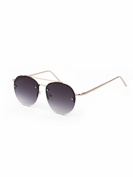 V-store Sunglasses with Rose Gold Metal Frame and Purple Gradient Lens 20.526GOLDBLACK