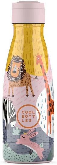 Cool Bottles Kids Water Bottle Thermos Stainless Steel with Pop-Up Cap Savannah Kingdom 260ml