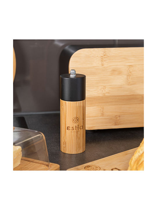 Estia Bamboo Essentials Χειροκίνητος Μύλος Μπαχαρικών Ξύλινος σε Μαύρο Χρώμα 16cm
