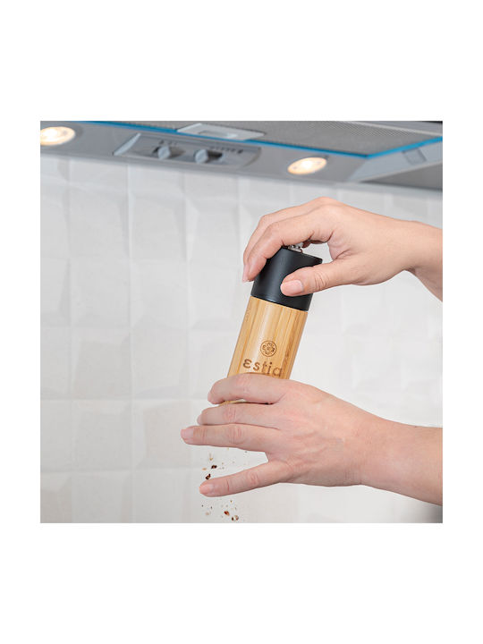 Estia Bamboo Essentials Χειροκίνητος Μύλος Μπαχαρικών Ξύλινος σε Μαύρο Χρώμα 16cm