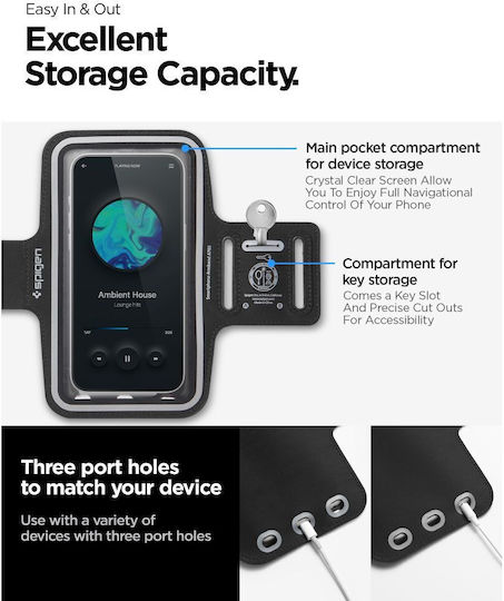 Spigen A703 Arm Band / Sock & Pouch up to 6.9" Black AMP07187