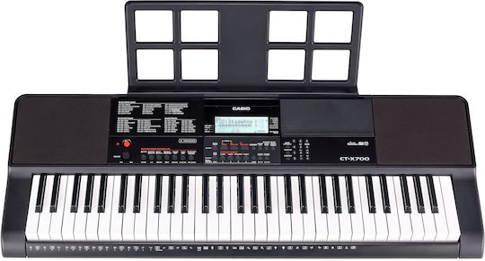 Casio Ключова дума CT-X700 Set 2 с 61 Динамичен Клавиши с Поставка и Пюпитър Черен