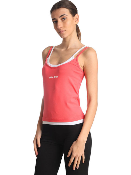 Damen Crop Top Ärmellos Coral