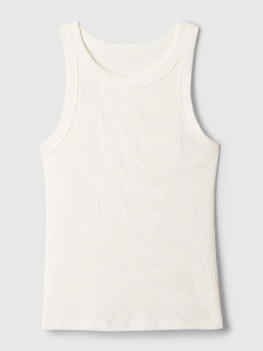 Άσπρο Modern Rib Halter Αμάνικο Τοπ New Off White