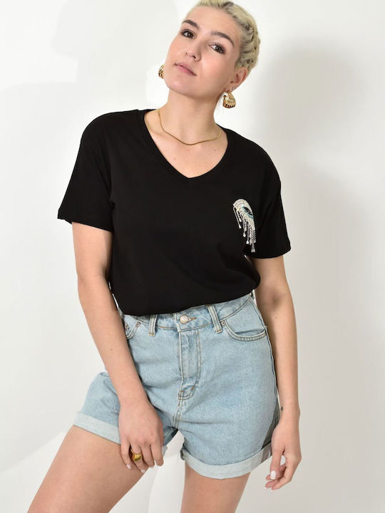 Black Rhinestone T-shirt 24156