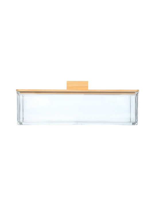 Bamboo Rectangular Storage And Organization Box 23.3x9.4x8.8cm With Lid