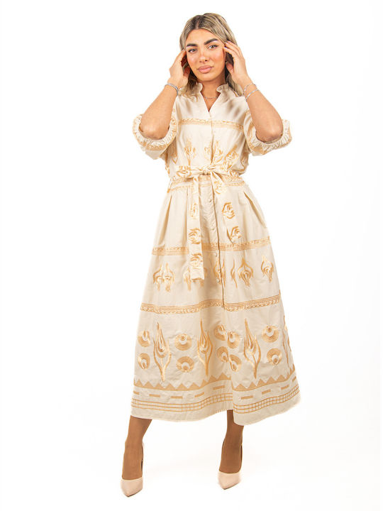 Dress Cleopatra Embroidery Beige