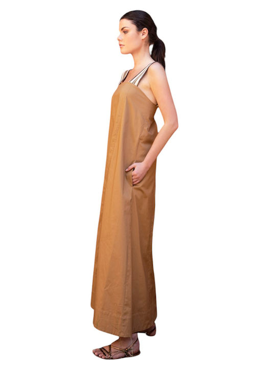 Καλοκαιρινό Midi Φόρεμα Πλεκτό Brown