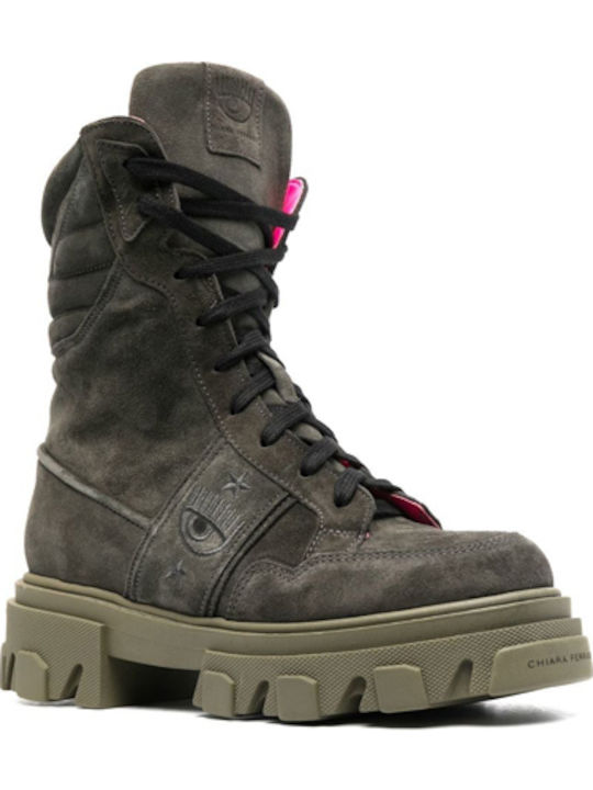 Wildleder Stiefeletten Damen Khaki