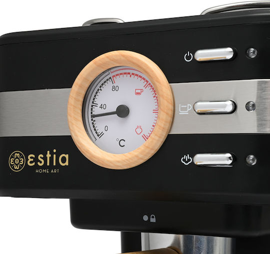 Estia Οak Automatic Espresso Machine 950W Pressure 15bar Black