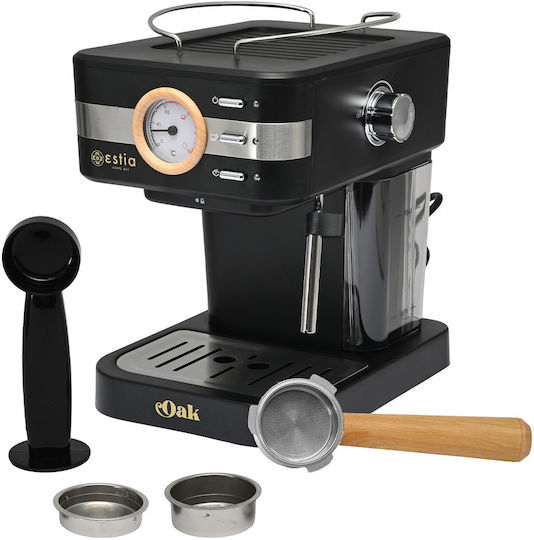 Estia Οak Automatic Espresso Machine 950W Pressure 15bar Black