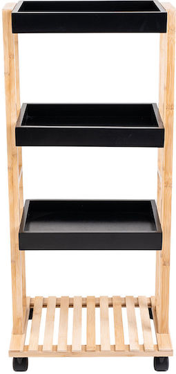 Estia Bambus Essentials Küchenwagen Hölzernes 3 Ebenen Schwarz 40x30x88cm
