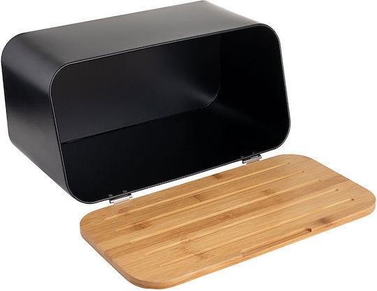 Estia ESSENTIALS Ψωμιέρα με Καπάκι από Bamboo Μαύρη 34.5x19x17cm