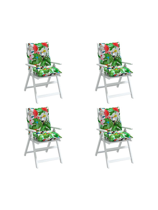 vidaXL Waterproof Garden Chair Cushion with Back Colorful 4pcs 50x100cm.