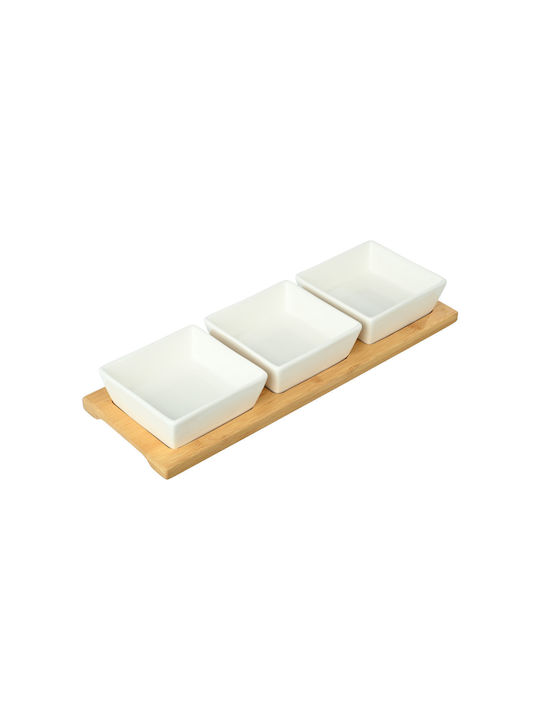 Estia Ceramic Dessert Divided Serving Tray with 3 Slots White 3pcs