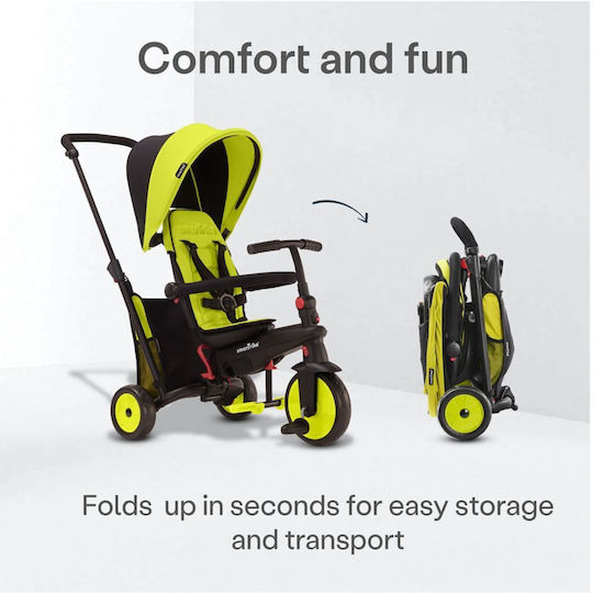 Smart Trike Tricicletă pentru copii STR3 Pliabil, Transformabil cu Mâner Parental & Cort pentru 9+ luni Verde