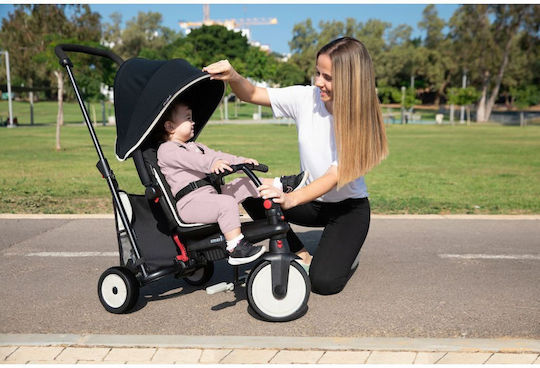 Smart Trike Детска Триколка STR3 Folding Сгъваем, Преобразуем с Родителска Дръжка & Сенник за 9+ месеца Черен