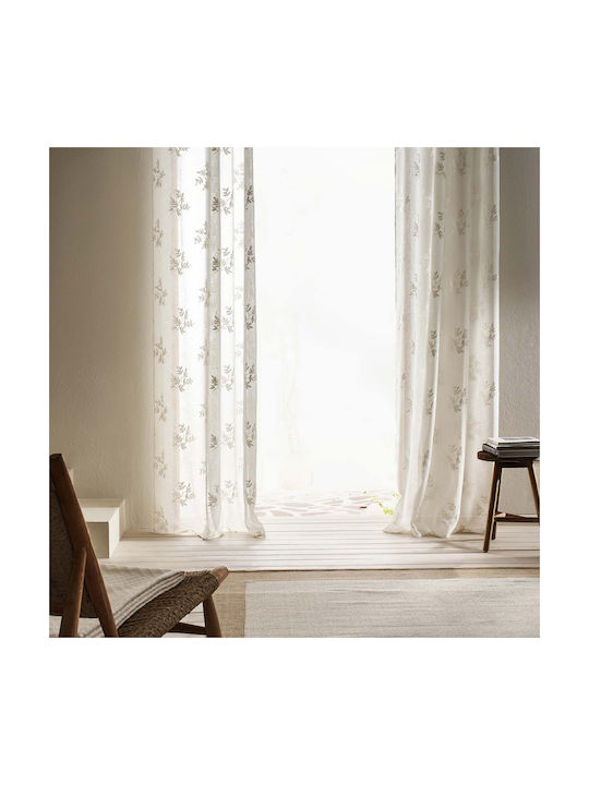 Gofis Home Vorhang mit Grommet Leaf Weiß 140x280cm