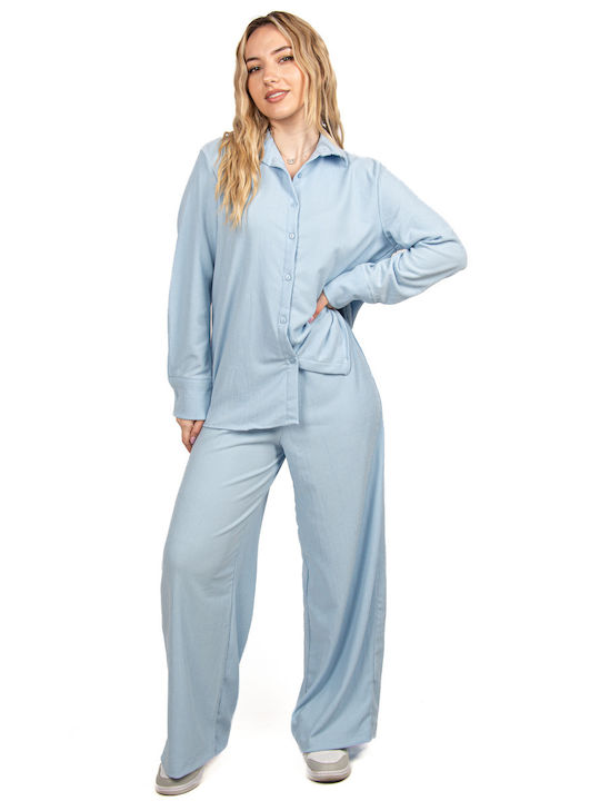 Ellen Γυναικείο Γαλάζιο Σετ με Παντελόνι