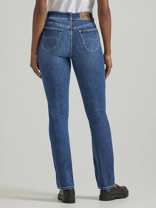 Women's Jean Trousers in Straight Line Cobalt Sheen