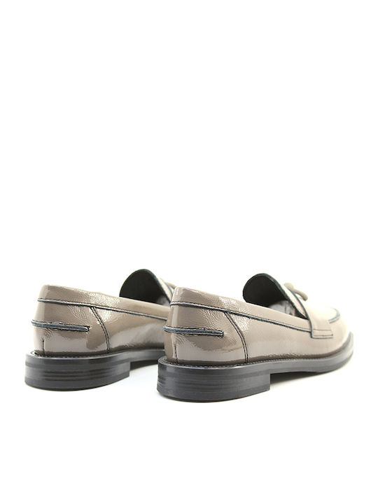 Leather Women's Moccasins in Gray Color