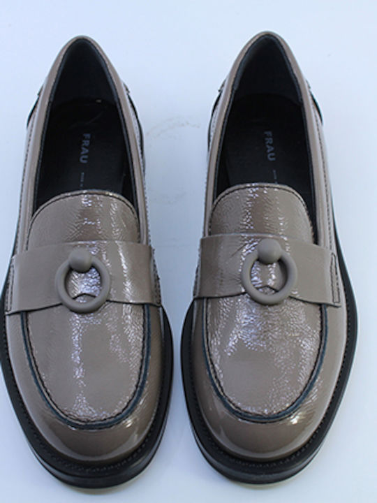 Leather Women's Moccasins in Gray Color