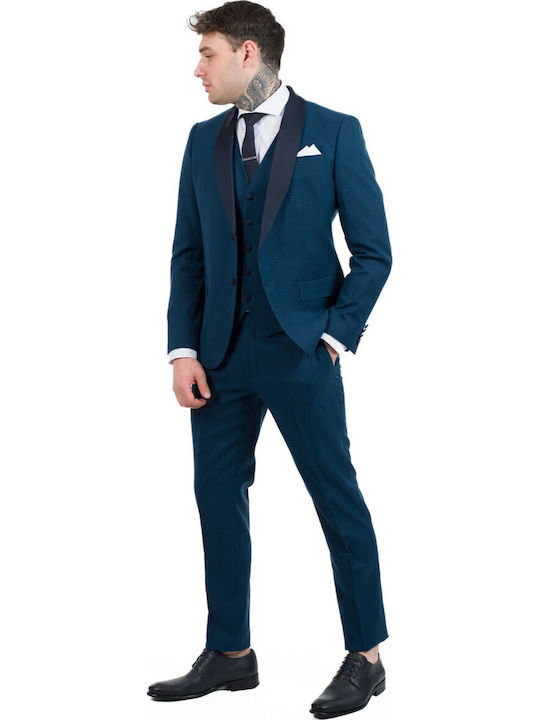 Men's Suit with Vest Slim Fit Petrol (Item J062)
