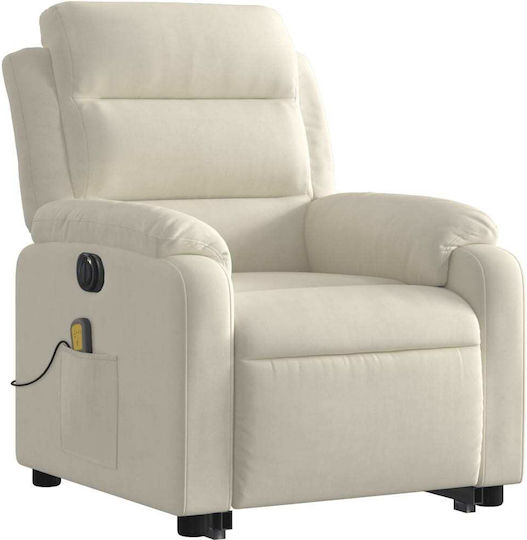 Relaxsessel Friseurwaschbecken mit Fußhocker Samt Cream 75x92.5x100cm