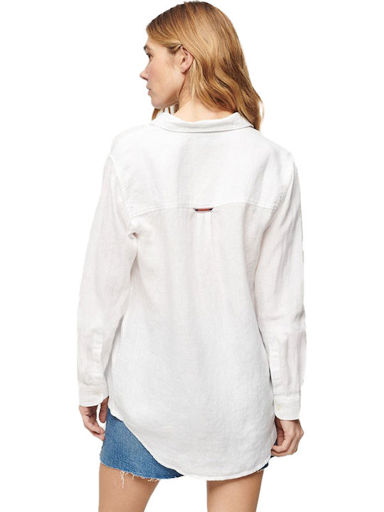 Casual Women's Linen Long Sleeve Shirt White