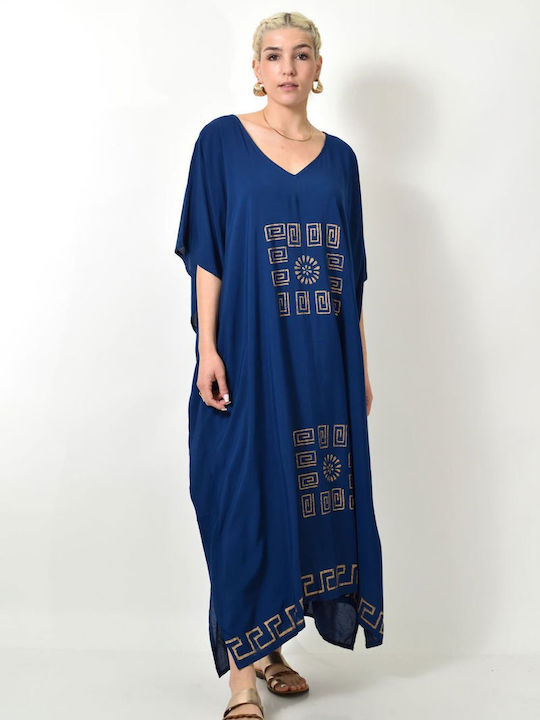 Women's Monochrome Kaftan with Gold Design Blue 24112