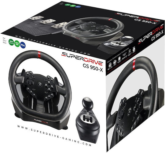 Subsonic Superdrive GS950-X Steering Wheel with Pedals for PS4 / XBOX One / Xbox Series X/S with 900° Rotation